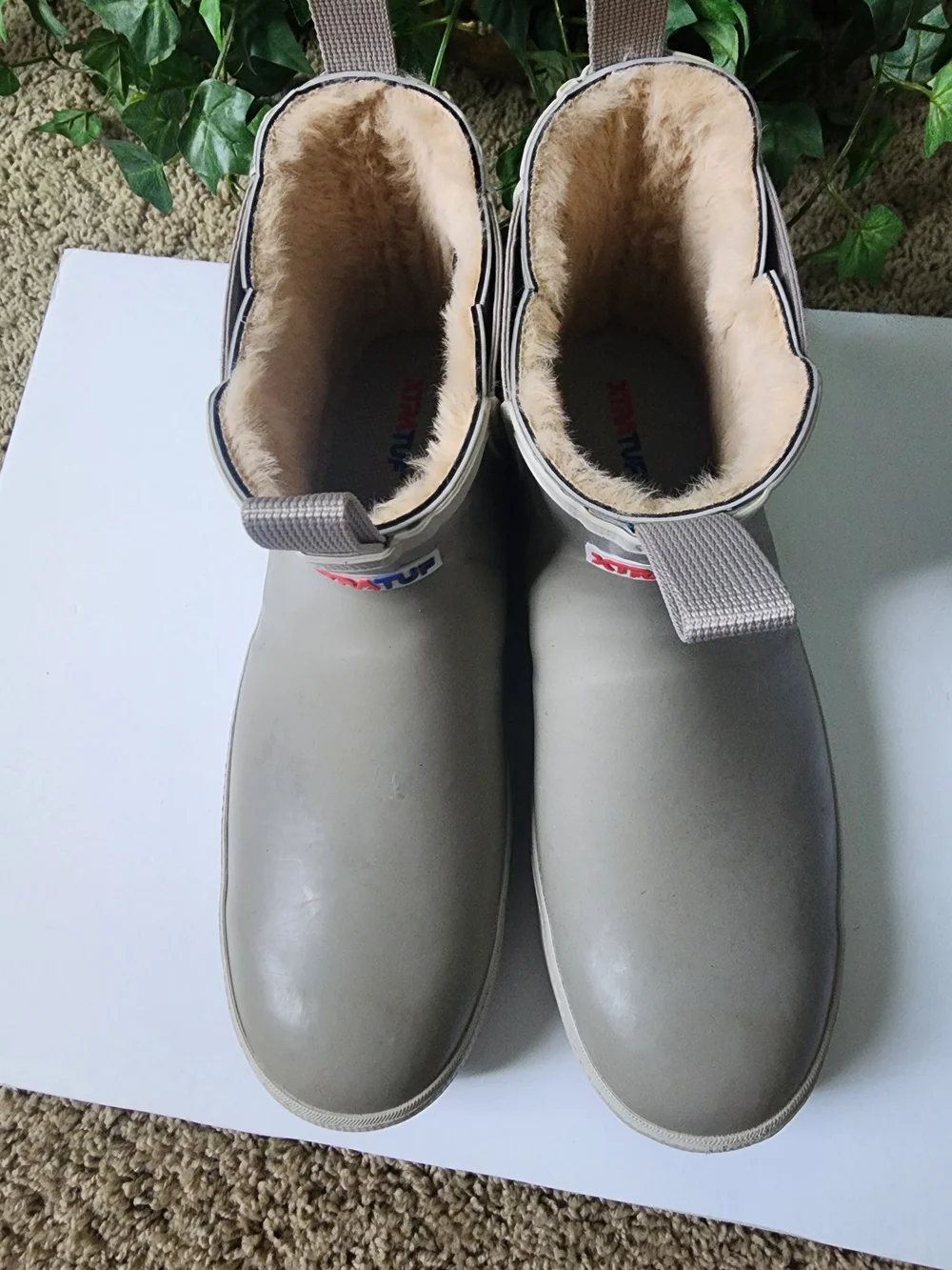Xtratuf Taupe Chelsea Waterproof Rain Boots with Faux Fur Lining